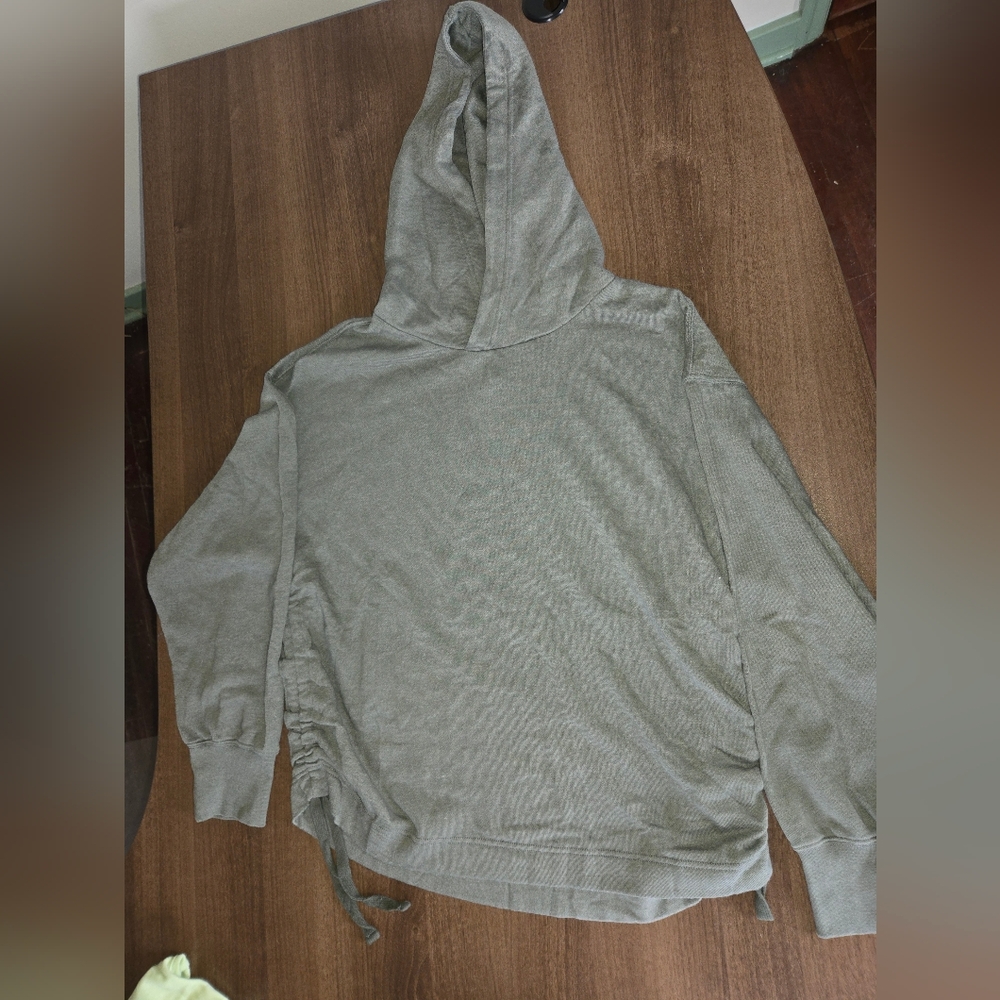 Aerie Ruched Tie Hoodie Sweatshirt - XL - Olive Green - Gently Used
